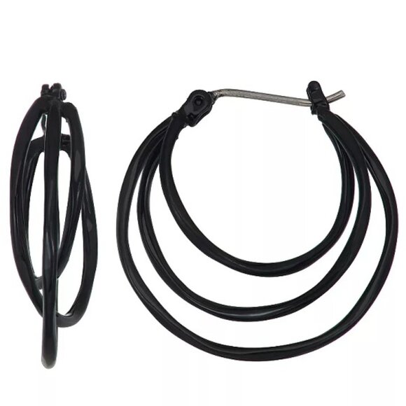 VERA WANG Gothic Black Triple Hoop Earrings**NEW! - Picture 1 of 1